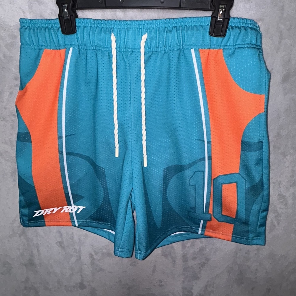 Dry Rot Miami colors  Aqua And Orange Mesh Shorts Size Large Nwot